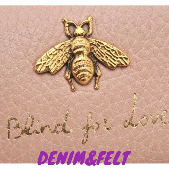 🐝GUCCI Pink Cellarius Calfskin Blind For Love Animalier Zip  Key Case/Pouch - Picture 15 of 16